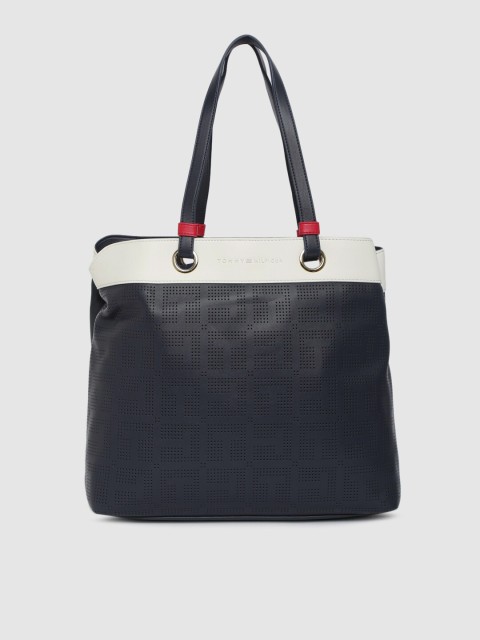 

Tommy Hilfiger Navy Blue & White Textured Shoulder Bag