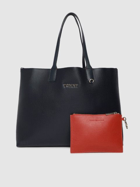 

Tommy Hilfiger Navy Blue Solid Tote Bag