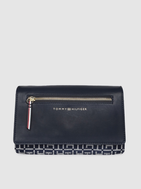 

Tommy Hilfiger Navy Blue & White Self Design Shoulder Bag
