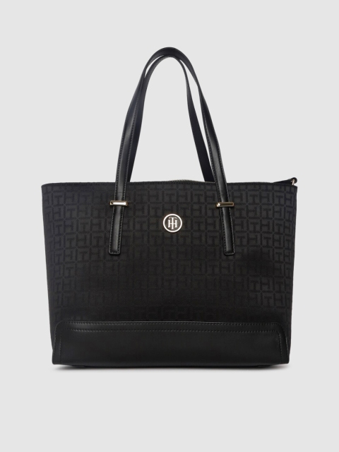 

Tommy Hilfiger Women Black Self Design Tote Bag