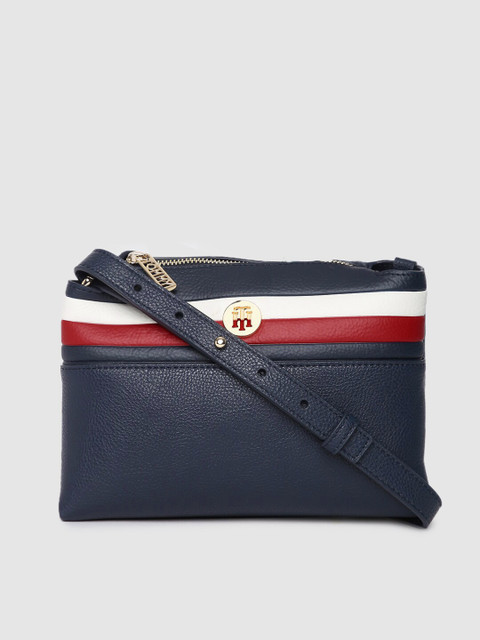 

Tommy Hilfiger Navy Blue & Red Striped Sling Bag