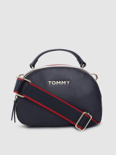 

Tommy Hilfiger Navy Blue Solid Staple Handheld Bag