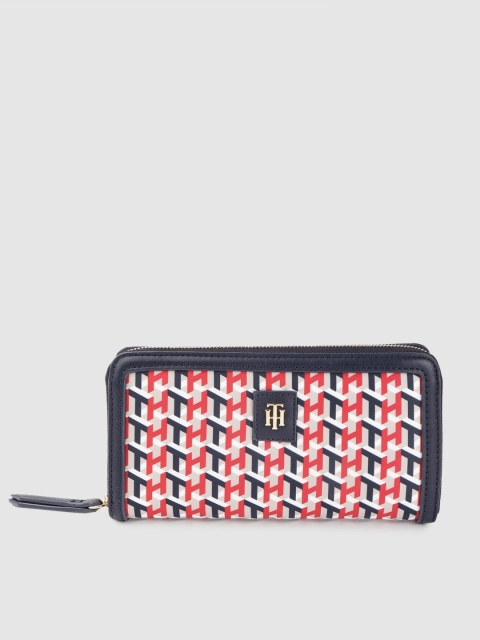 

Tommy Hilfiger Women Navy Blue & Red Printed Zip Around Wallet