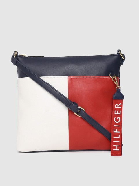 

Tommy Hilfiger Navy Blue & White Colourblocked Sling Bag