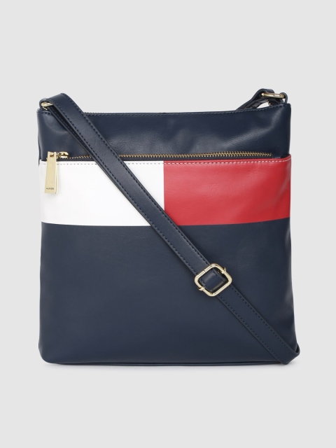 

Tommy Hilfiger Navy Blue & Red Colourblocked Sling Bag