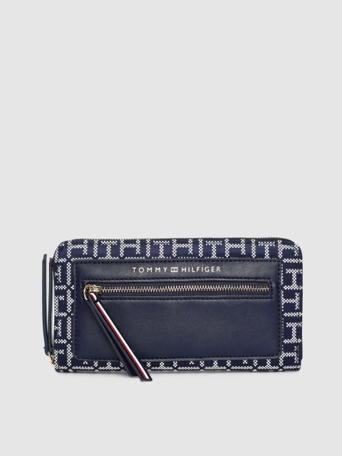

Tommy Hilfiger Women Navy Blue & White Printed Zip Around Wallet