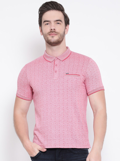 

Monte Carlo Men Pink Printed Polo Collar T-shirt