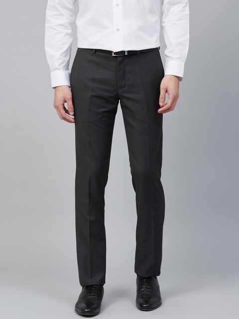 

Blackberrys Men Charcoal Grey Skinny Fit Textured Formal Trousers