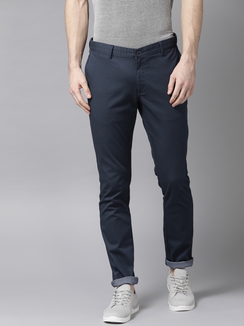 

Blackberrys Men Navy Blue Sharp Regular Fit Solid Regular Trousers