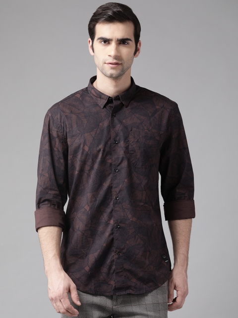

Blackberrys Men Brown & Black Slim Fit Printed Casual Shirt