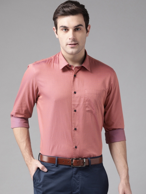 

Blackberrys Men Pink & Blue Slim Fit Self Design Formal Shirt