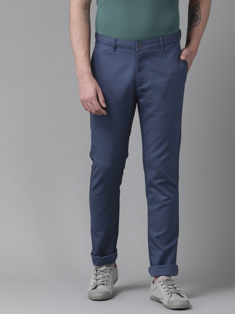 

Blackberrys Men Navy Blue Sharp Regular Fit Printed Trousers