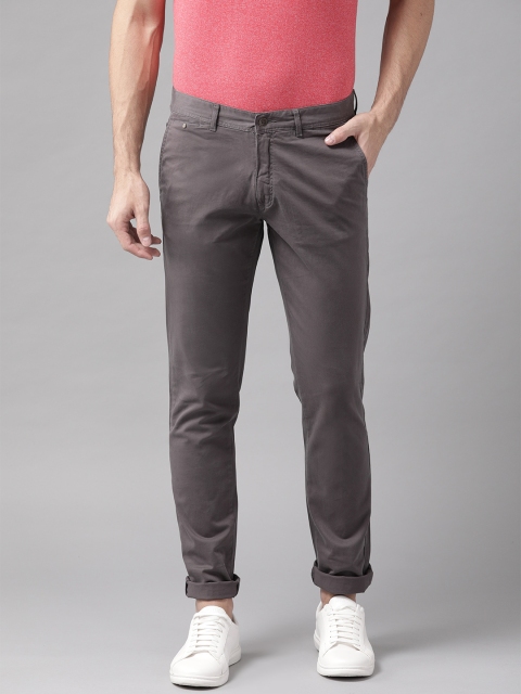 

Blackberrys Men Charcoal Grey Slim Fit Solid Chinos