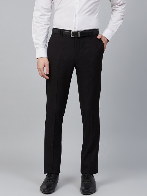 

Blackberrys Men Black Skinny Fit Textured Formal Trousers