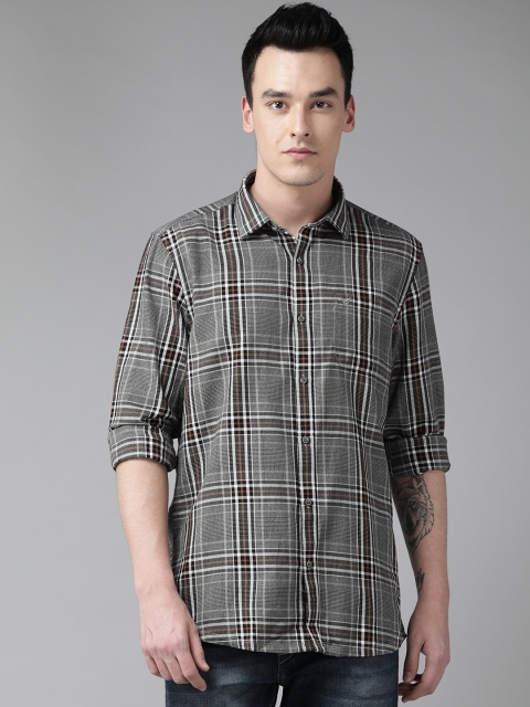 

Blackberrys Men Green & Black Slim Fit Checked Casual Shirt