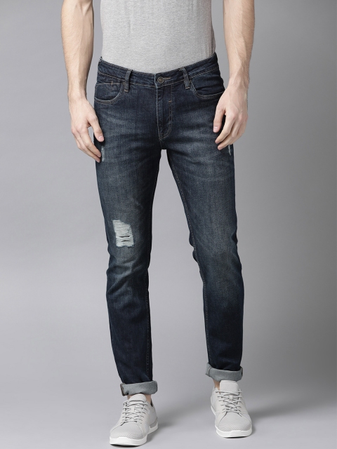 

Blackberrys Men Navy Blue Skinny Fit Low-Rise Low Distressed Stretchable Jeans