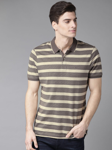 

Blackberrys Men Brown & Beige Striped Polo Collar T-shirt
