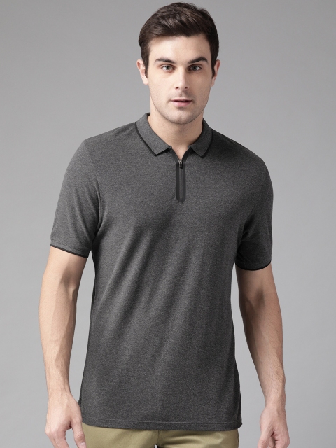 

Blackberrys Men Charcoal Grey Solid Polo Collar T-shirt
