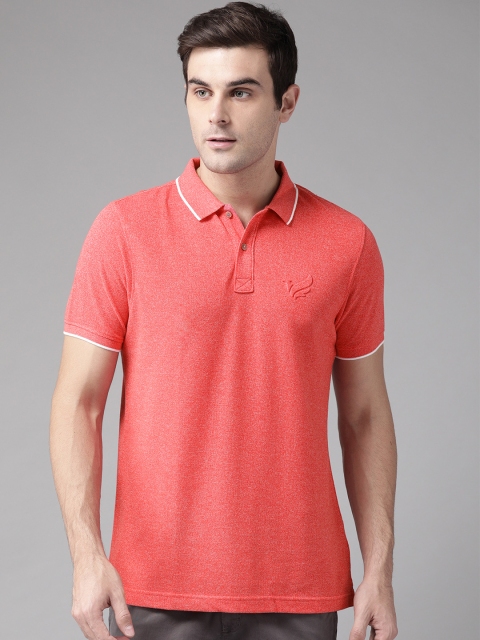 

Blackberrys Men Coral Red Solid Polo Collar T-shirt