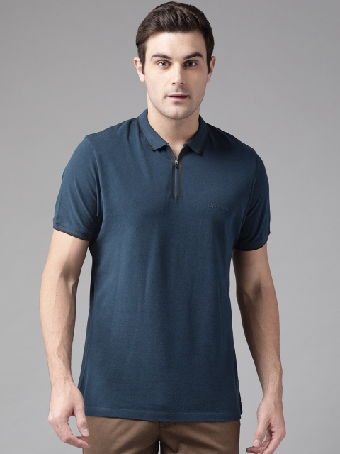 

Blackberrys Men Navy Blue Solid Polo Collar T-shirt