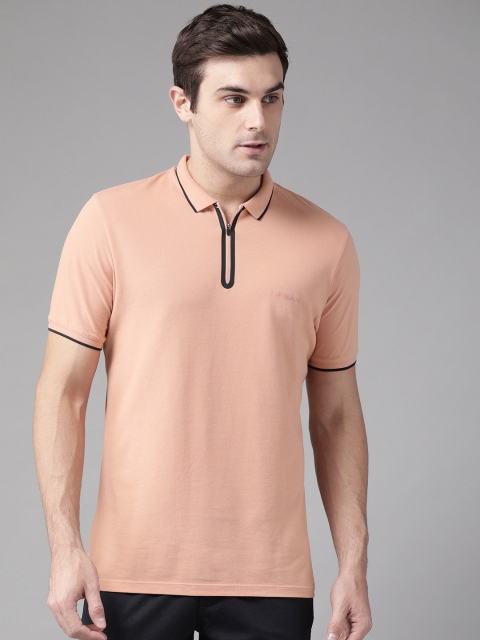 

Blackberrys Men Peach-Coloured Solid Polo Collar Slim Fit T-shirt