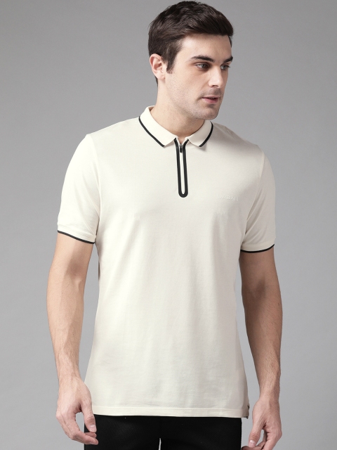 

Blackberrys Men Off-White Solid Polo Collar T-shirt