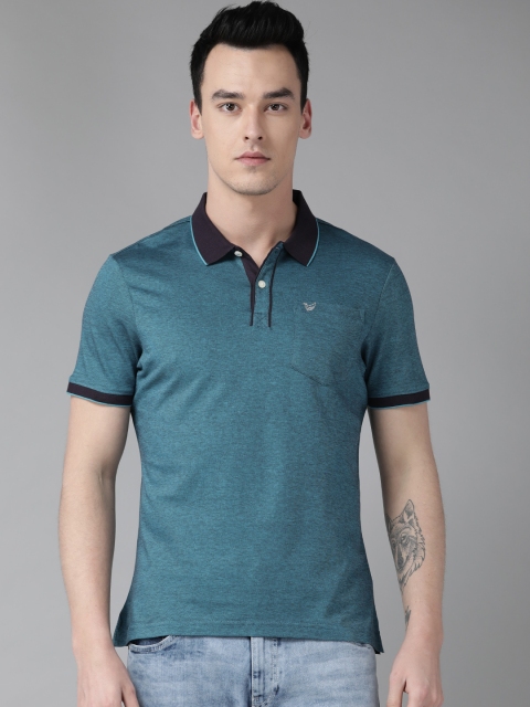 

Blackberrys Men Teal Blue Solid Polo Collar T-shirt