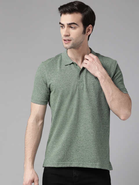 

Blackberrys Men Olive Green Solid Polo Collar T-shirt