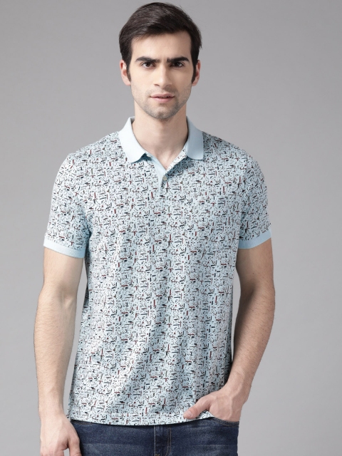 

Blackberrys Men Blue & Maroon Printed Polo Collar T-shirt