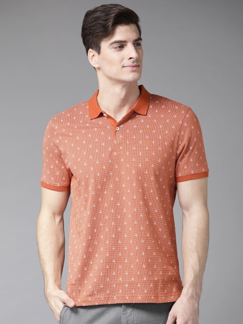 

Blackberrys Men Orange & White Printed Polo Collar T-shirt