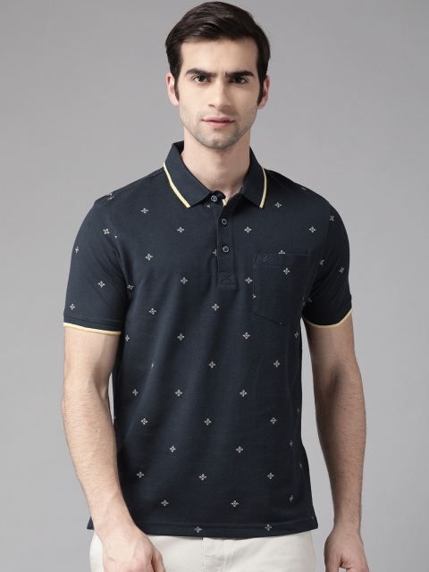 

Blackberrys Men Navy Blue & White Printed Polo Collar T-shirt