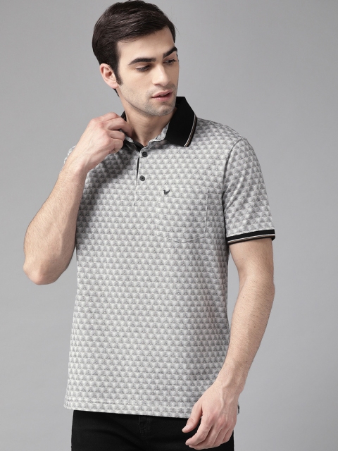 

Blackberrys Men Off-White & Black Printed Polo Collar T-shirt