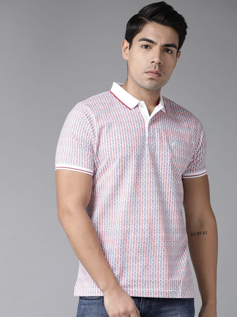 

Blackberrys Men Red & White Printed Polo Collar T-shirt