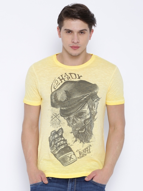 

Ed Hardy Yellow Printed Pure Cotton T-shirt
