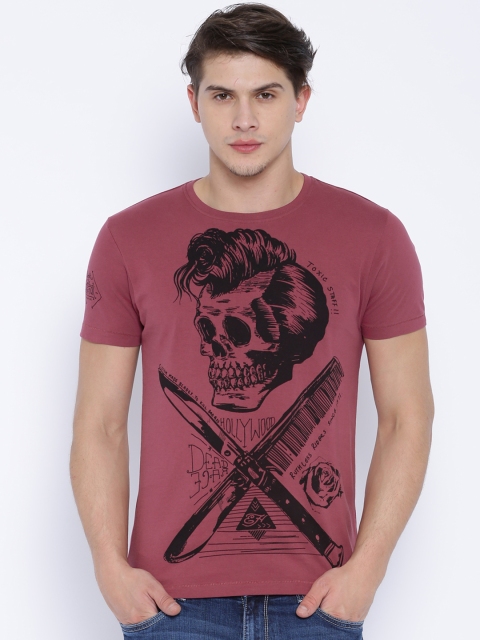 

Ed Hardy Burgundy Printed T-shirt