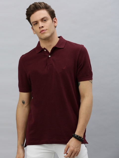 

Nautica Men Maroon Solid Polo Collar T-shirt