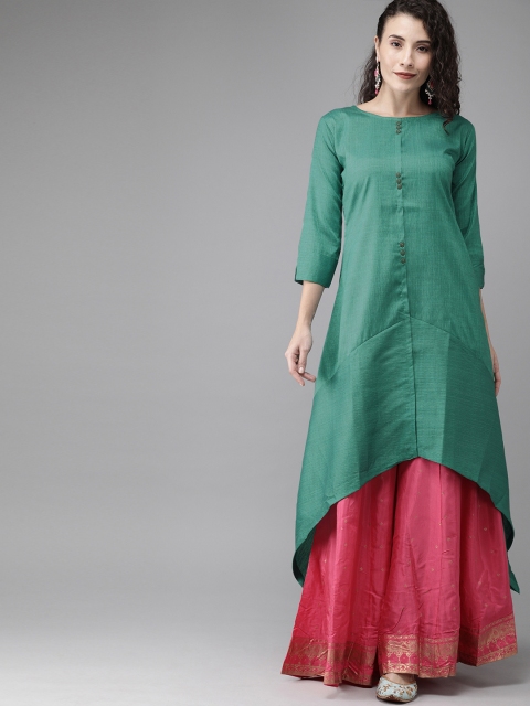 

Anyuka Women Green Solid A-Line Kurta