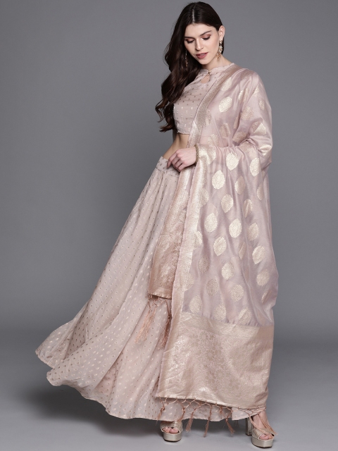 

AKS Couture Dusty Pink & Golden Woven Design Ready to Wear Lehenga & Blouse with Dupatta