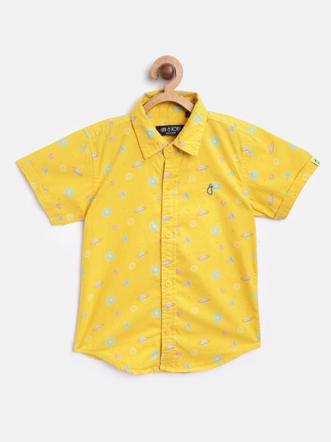 

Gini and Jony Boys Yellow & Blue Regular Fit Printed Casual Shirt