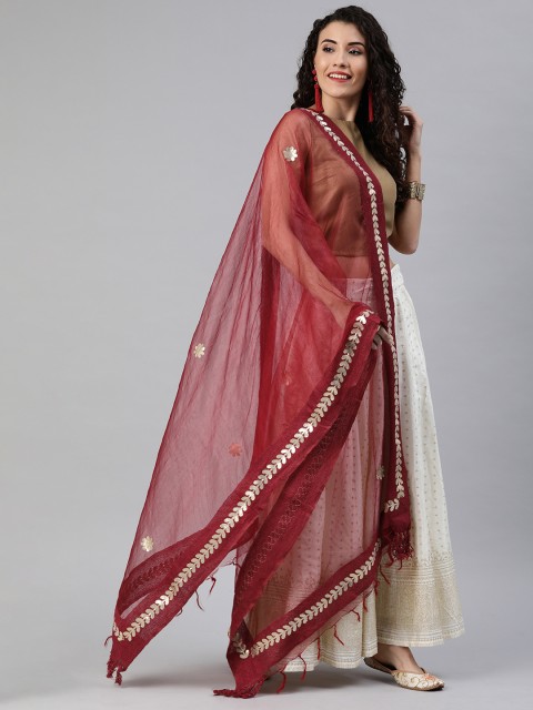 

Tulsattva Maroon Embellished Dupatta
