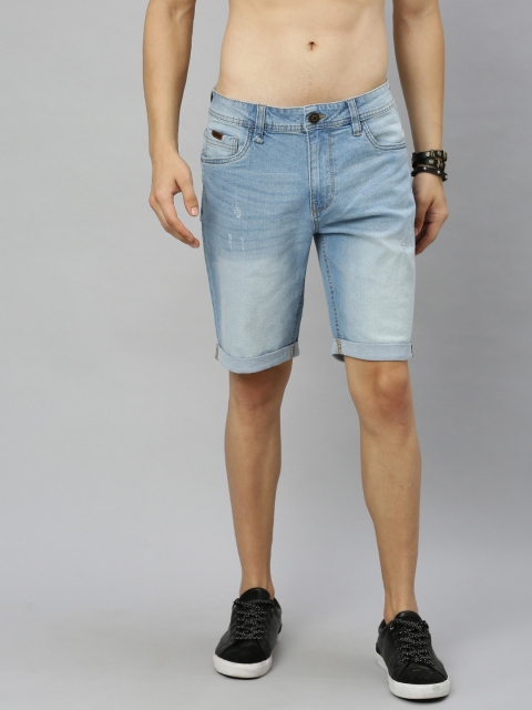 

Roadster Men Blue Washed Regular Fit Denim Shorts