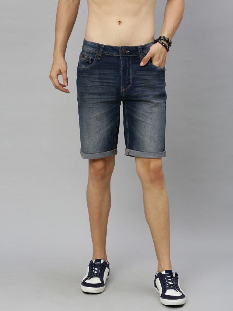 

Roadster Men Blue Washed Regular Fit Denim Shorts