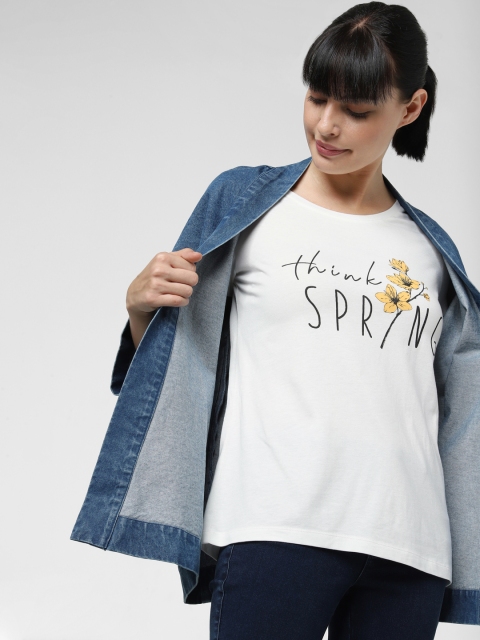 

Vero Moda Women White Printed Round Neck T-shirt