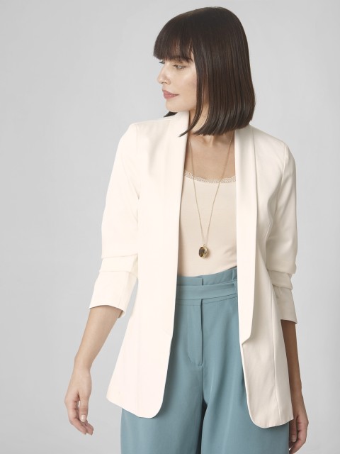 

Vero Moda Women White Solid Single Breasted Casual Blazer, Off white