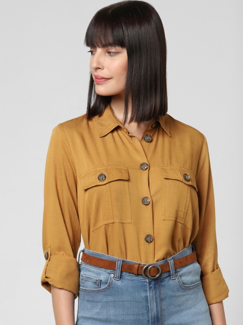 

Vero Moda Women Mustard Yellow Regular Fit Solid Casual Shirt