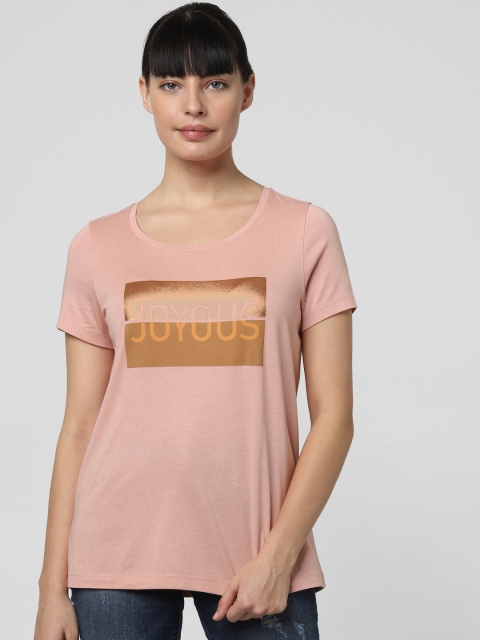

Vero Moda Women Pink Printed Round Neck T-shirt