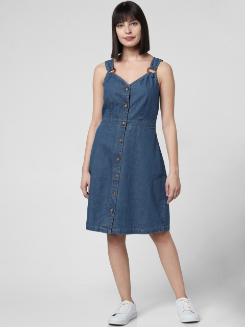 

Vero Moda Women Blue Solid Fit and Flare Dress