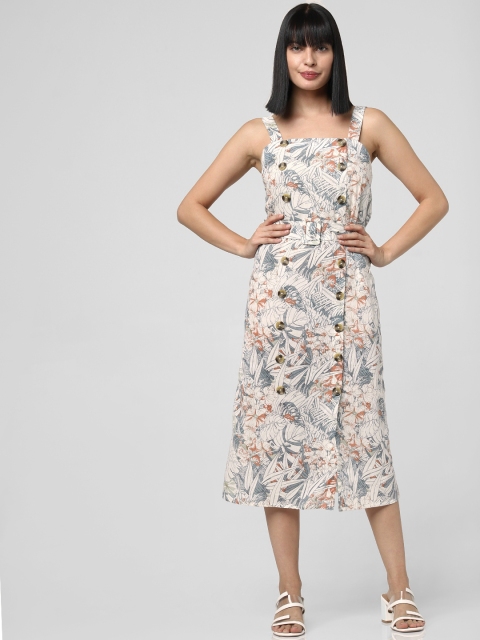 

Vero Moda Women Off-White & Blue Printed A-Line Dress