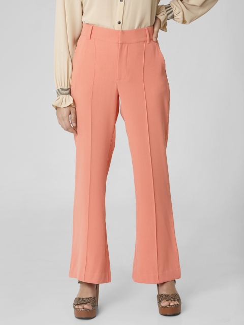 

Vero Moda Women Peach-Coloured Regular Fit Solid Bootcut Trousers