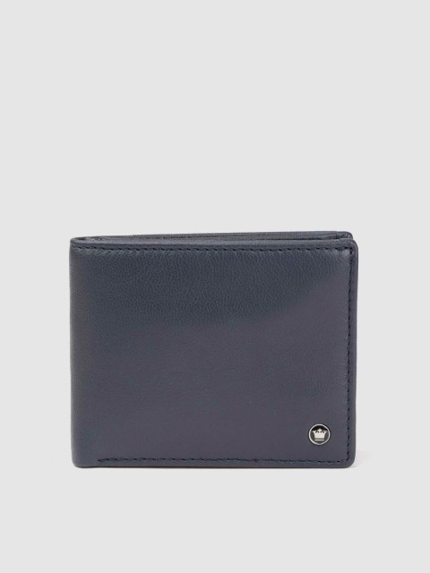 

Louis Philippe Men Navy Blue Solid Leather Two Fold Wallet